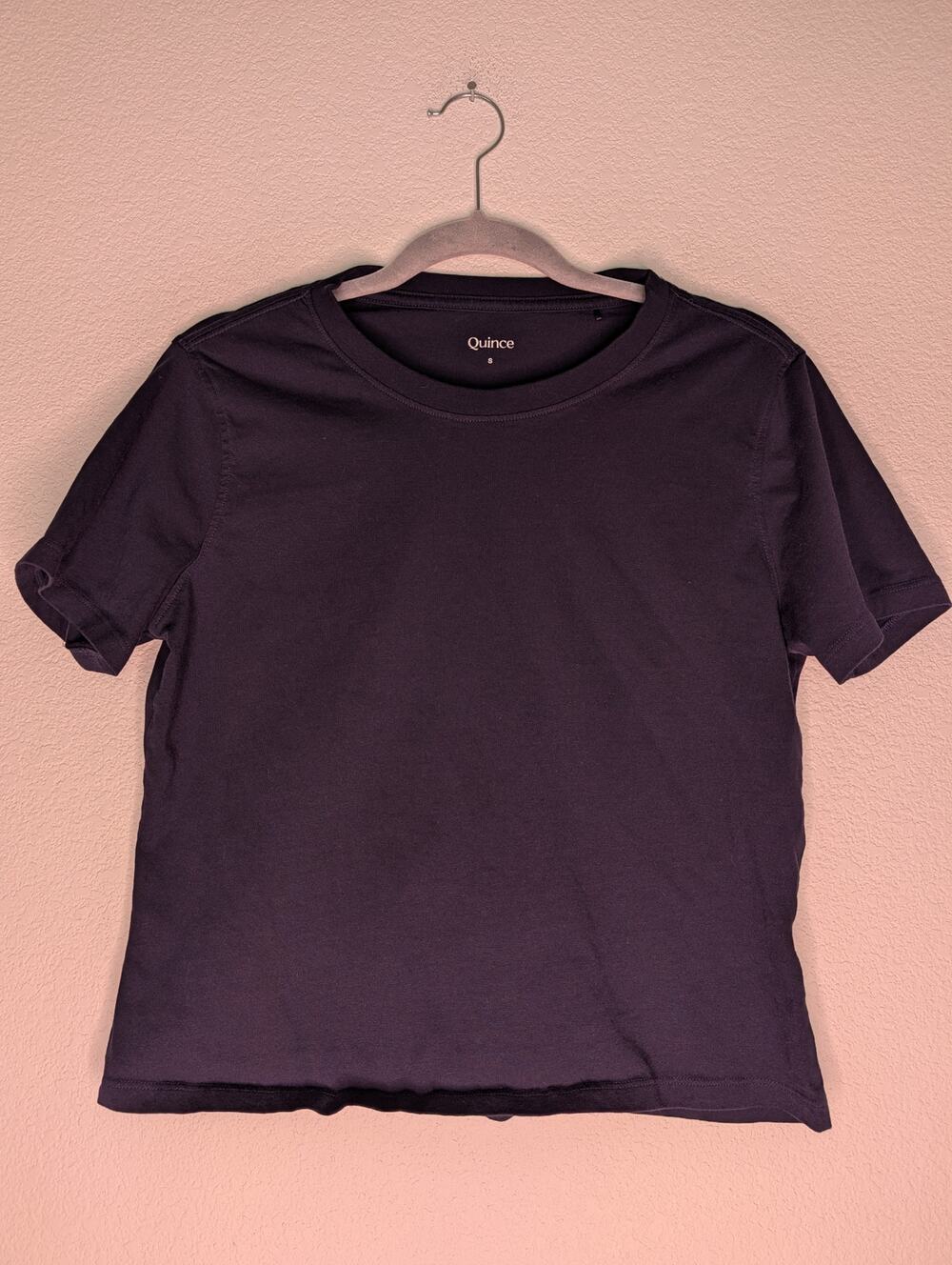 Quince Women's 100% Organic Cotton Navy Tee S Natural Basic Chic Capsule Travel